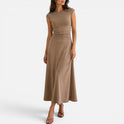 Cap Sleeve Waist Detail Maxi Dress