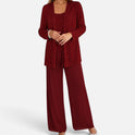 Pant Suit Sequin Open Front Long Sleeve Wide Leg