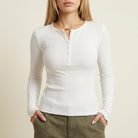 Cinque Terre Ribbed Henley Long-Sleeve Top 0