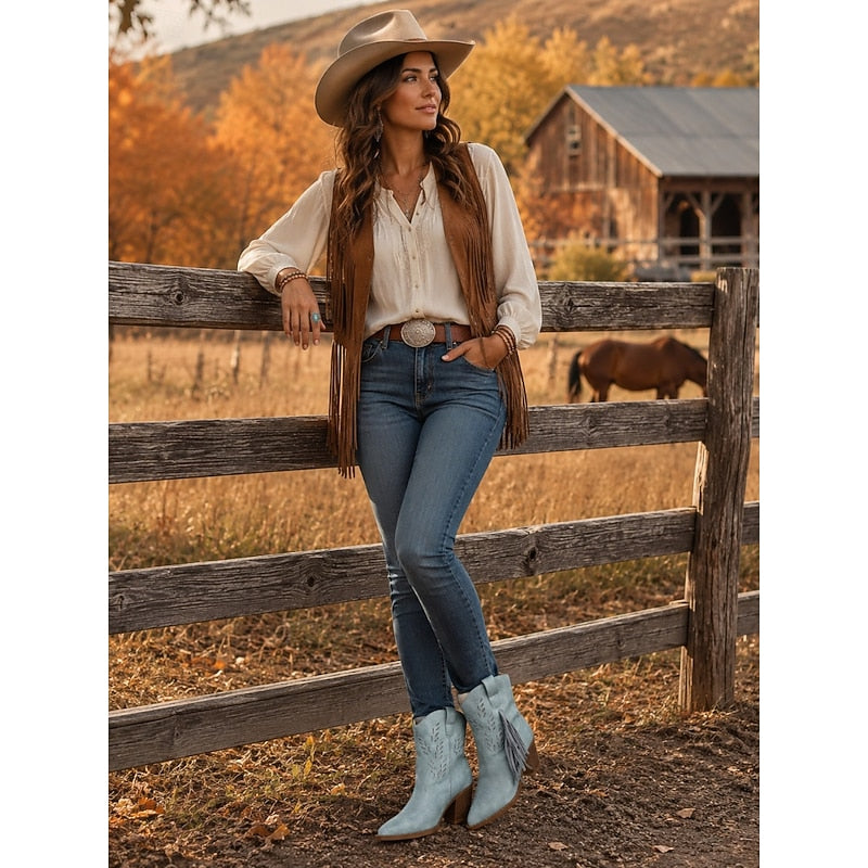 Corinne | Tasseled Western Ankle Boots 7