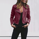 Women's Faux Leather Moto Jacket with Asymmetric Zip