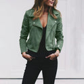 Women's Faux Leather Moto Jacket with Asymmetric Zip