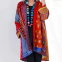 Women's Patchwork Open Front Duster Cardigan