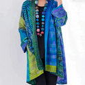 Women's Patchwork Open Front Duster Cardigan
