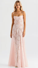 Women's Bustier Maxi Dress with Floral Overlay
