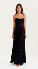 Women's Bustier Maxi Dress with Floral Overlay