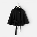 Women's Cape Jacket with High Collar and Belt