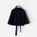 Women's Cape Jacket with High Collar and Belt