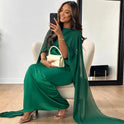 Women's Maxi Dress with Cape Overlay