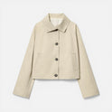 Women's Cropped Trench Jacket with Button Front