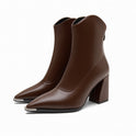 Women's Ankle Boots – Pointed Toe, Block Heel