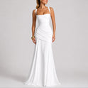 Women's Ruched Maxi Dress with Square Neckline