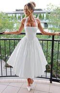 Women's Halter Midi Dress with Flared Skirt