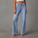 Women's Wide-Leg Jeans – High-Waisted, Diagonal Seams