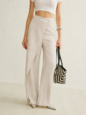 Women's Wide-Leg Pants – High-Waisted, Asymmetric Wrap Front