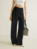 Women's Wide-Leg Pants – High-Waisted, Asymmetric Wrap Front
