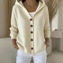 Women's Hooded Knit Cardigan with Buttons