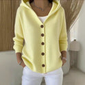 Women's Hooded Knit Cardigan with Buttons