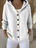 Women's Hooded Knit Cardigan with Buttons