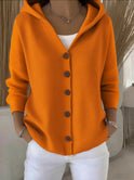 Women's Hooded Knit Cardigan with Buttons