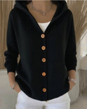 Women's Hooded Knit Cardigan with Buttons