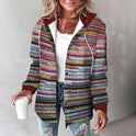 Women's Plaid Hooded Jacket with Buttons