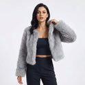 Women's Cropped Open Front Faux Fur Jacket