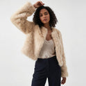 Women's Cropped Open Front Faux Fur Jacket