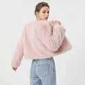Women's Cropped Open Front Faux Fur Jacket