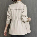 Women's Short Lightweight Zip Jacket with Drawstring Waist