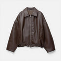 Women's Faux Leather Jacket with Belted Waist
