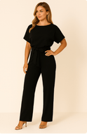 Women's Jumpsuit – Short Sleeve, Tie Waist