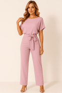 Women's Jumpsuit – Short Sleeve, Tie Waist