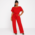 Women's Jumpsuit – Short Sleeve, Tie Waist