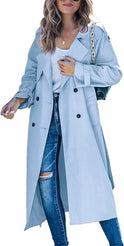 Women's Trench Coat – Double-Breasted, Belted, Oversized