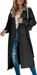 Women's Trench Coat – Double-Breasted, Belted, Oversized