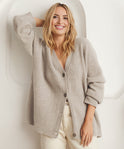 Women's Oversized Ribbed V-Neck Cardigan