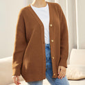 Women's Oversized Ribbed V-Neck Cardigan
