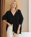 Women's Oversized Ribbed V-Neck Cardigan