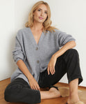 Women's Oversized Ribbed V-Neck Cardigan
