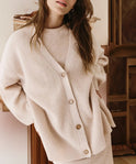 Women's Oversized Ribbed V-Neck Cardigan