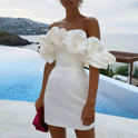 Women's Off-the-Shoulder Satin Ruffle Mini Dress