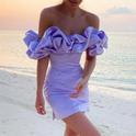 Women's Off-the-Shoulder Satin Ruffle Mini Dress