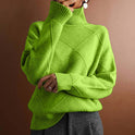 Women's Turtleneck Sweater with Diamond Pattern