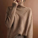 Women's Turtleneck Sweater with Diamond Pattern