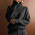 Women's Turtleneck Sweater with Diamond Pattern