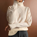 Women's Turtleneck Sweater with Diamond Pattern
