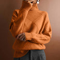 Women's Turtleneck Sweater with Diamond Pattern