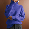 Women's Turtleneck Sweater with Diamond Pattern