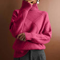 Women's Turtleneck Sweater with Diamond Pattern